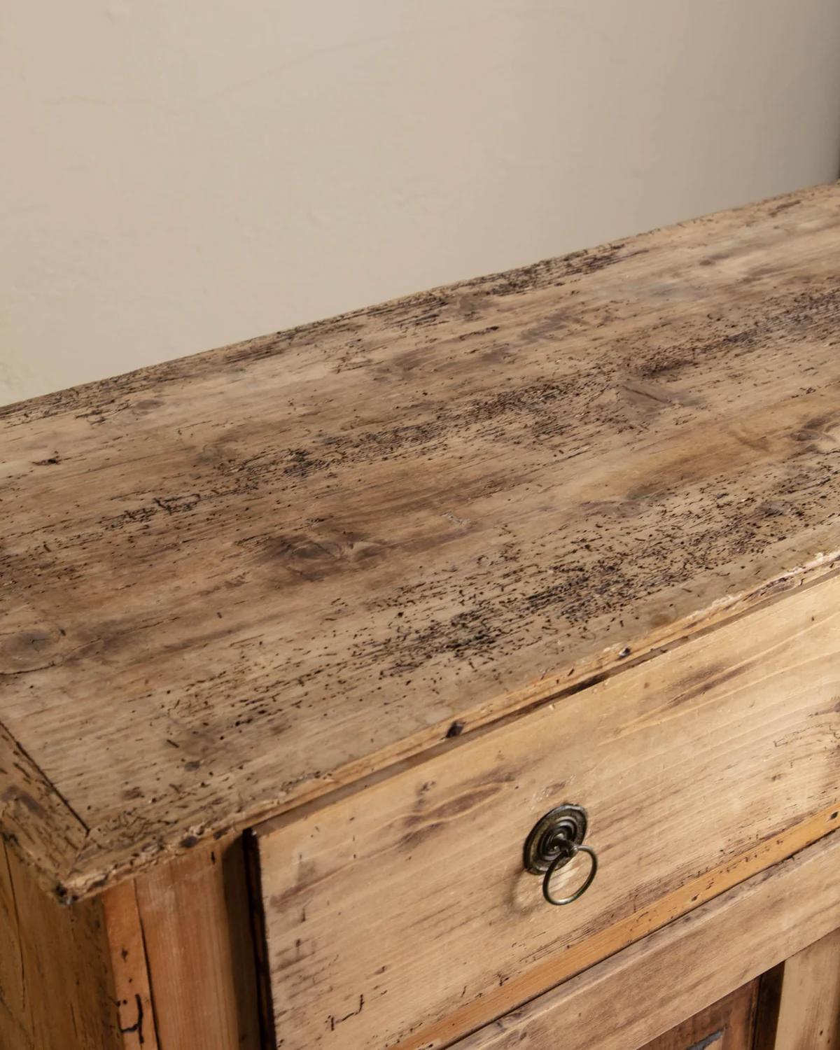French Provincial Rustic Aged European Pine Cabinet For Sale