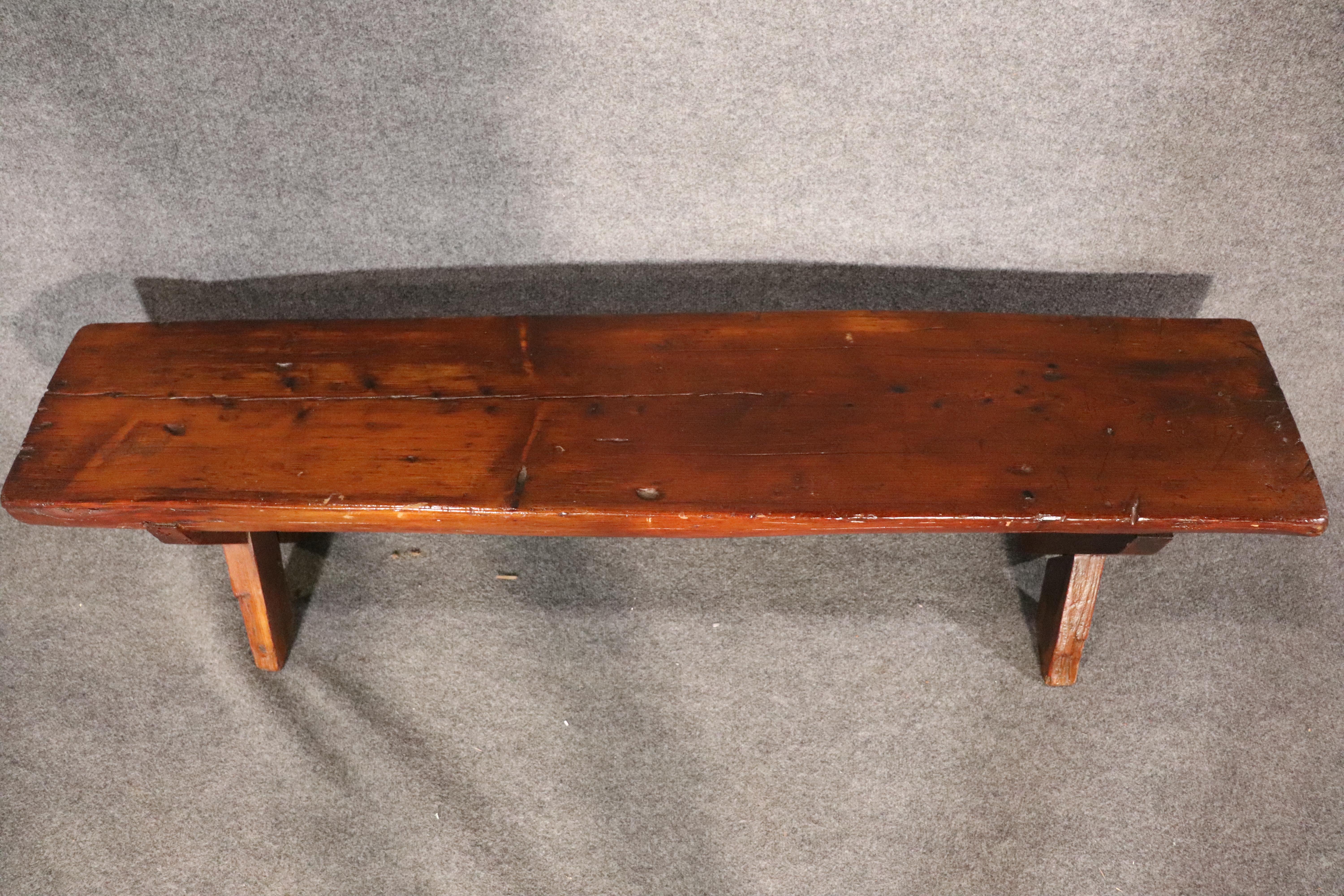 Rustic All Wood Bench In Good Condition For Sale In Brooklyn, NY