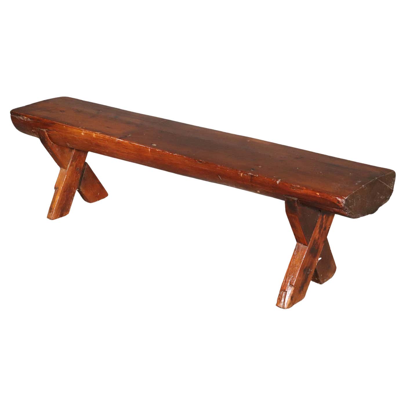 Rustic All Wood Bench For Sale at 1stDibs | rustic wood benches outdoor ...