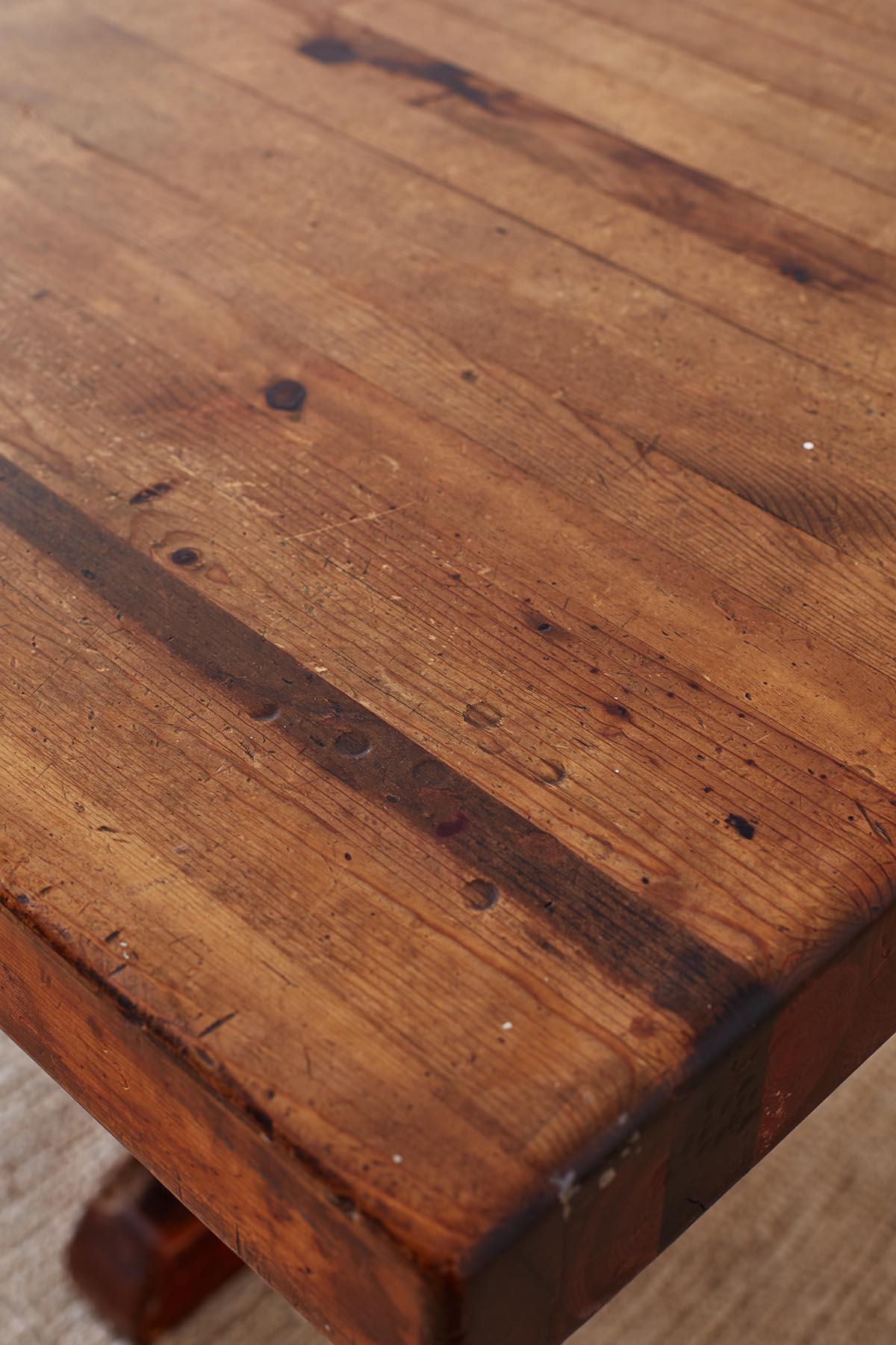 Rustic American Butcher Block Trestle Style Dining Table 13