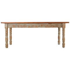 Rustic American Country Painted Pine Farmhouse Table