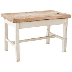 Rustic American Farmhouse Butcher Block Work Table