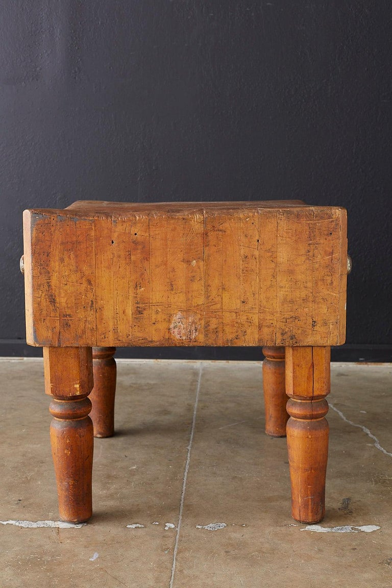 Rustic American Maple Butchers Block Table Or Island At 1stdibs