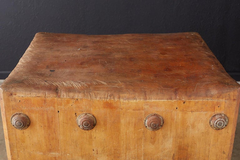 Rustic American Maple Butchers Block Table Or Island At 1stdibs