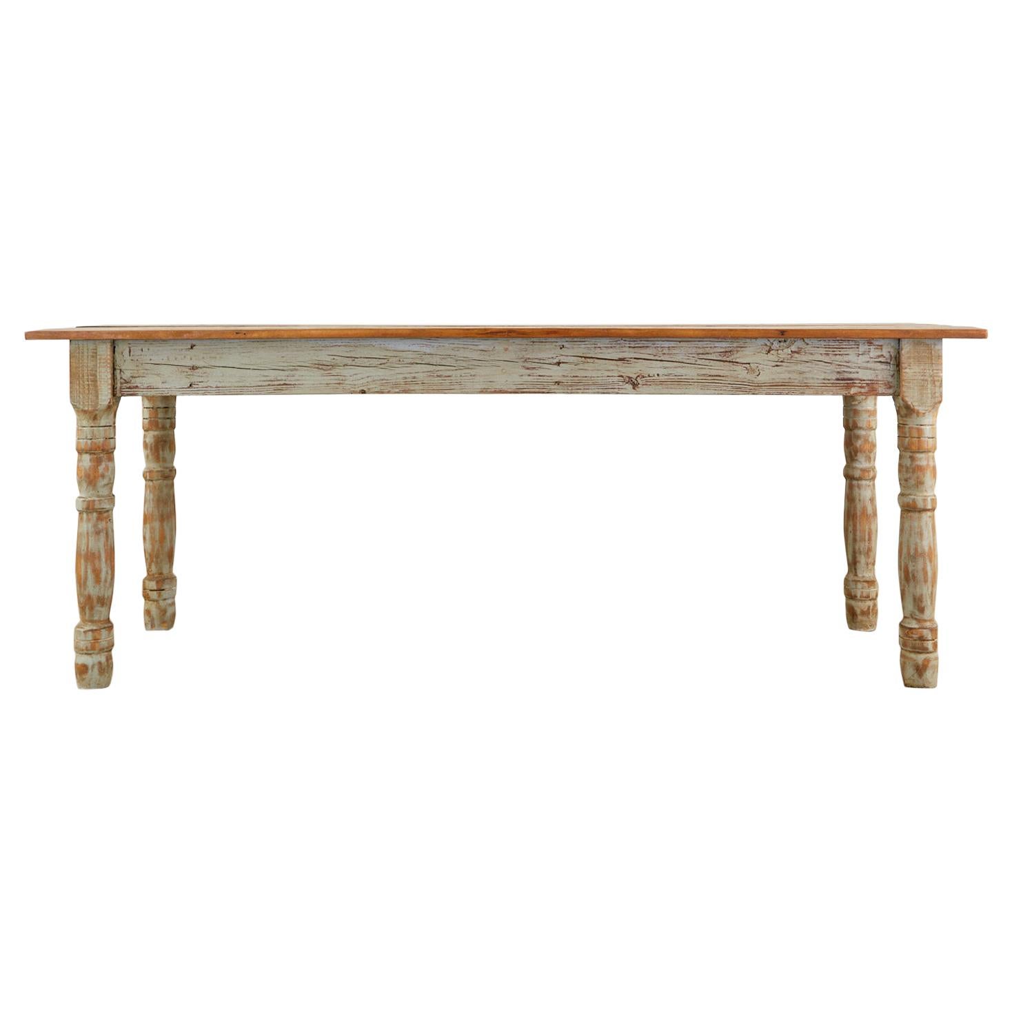 Very Long Antique Three Plank Pine Harvest Table at 1stDibs