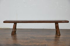 Panchina rustica in pino americano con base ad A, design lungo del XX secolo