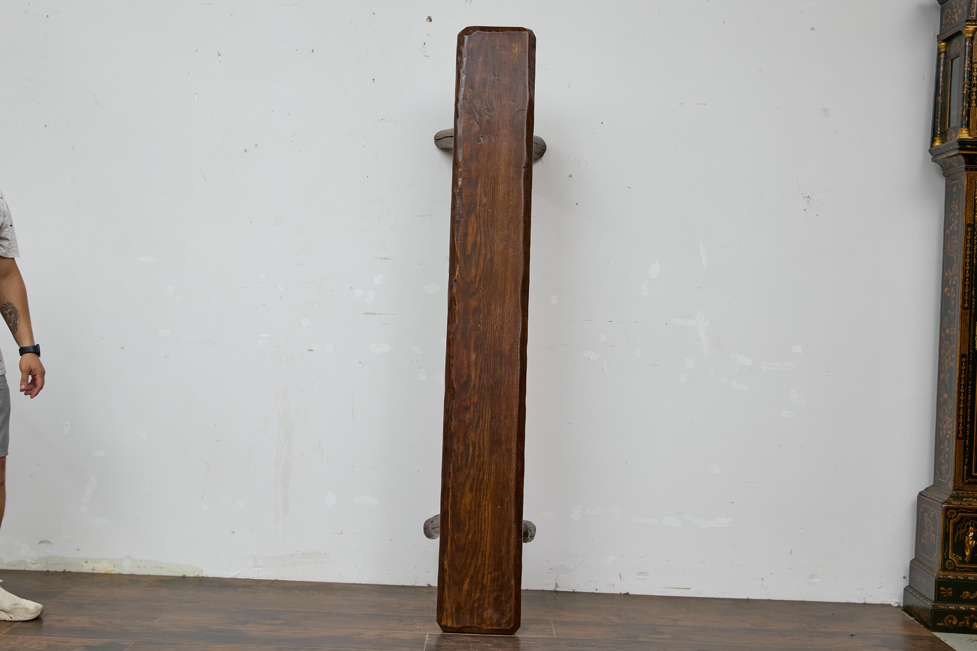 Rustic American Pine Bench with A-Frame Base, Long 20th-Century Design For Sale 4
