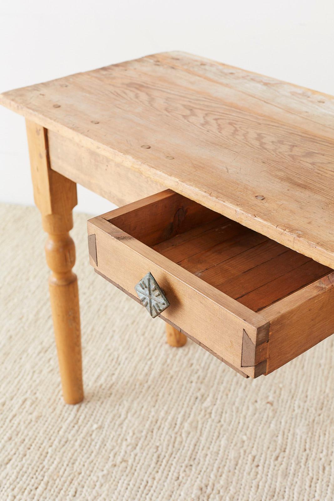 Hand-Crafted Rustic American Pine Farmhouse Console Table