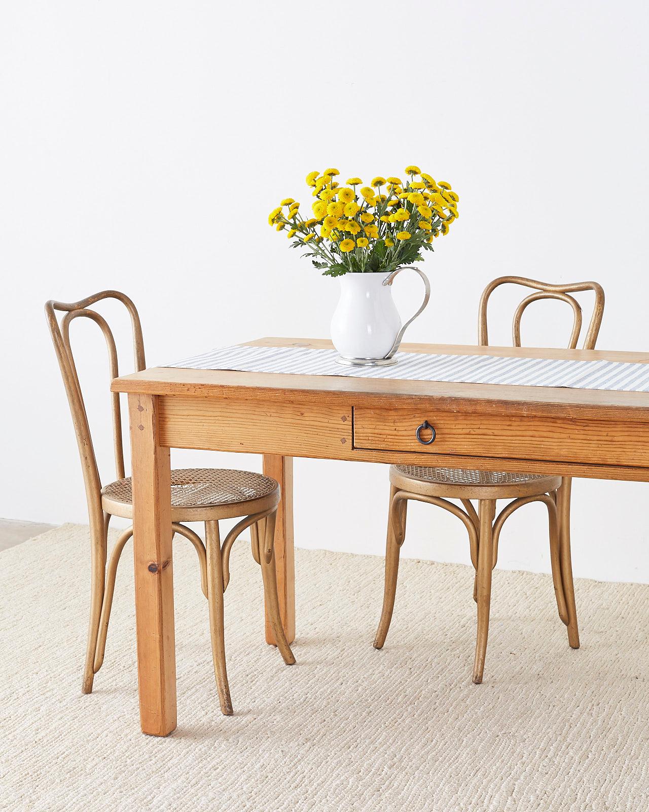 20th Century Rustic American Pine Farmhouse Dining Table