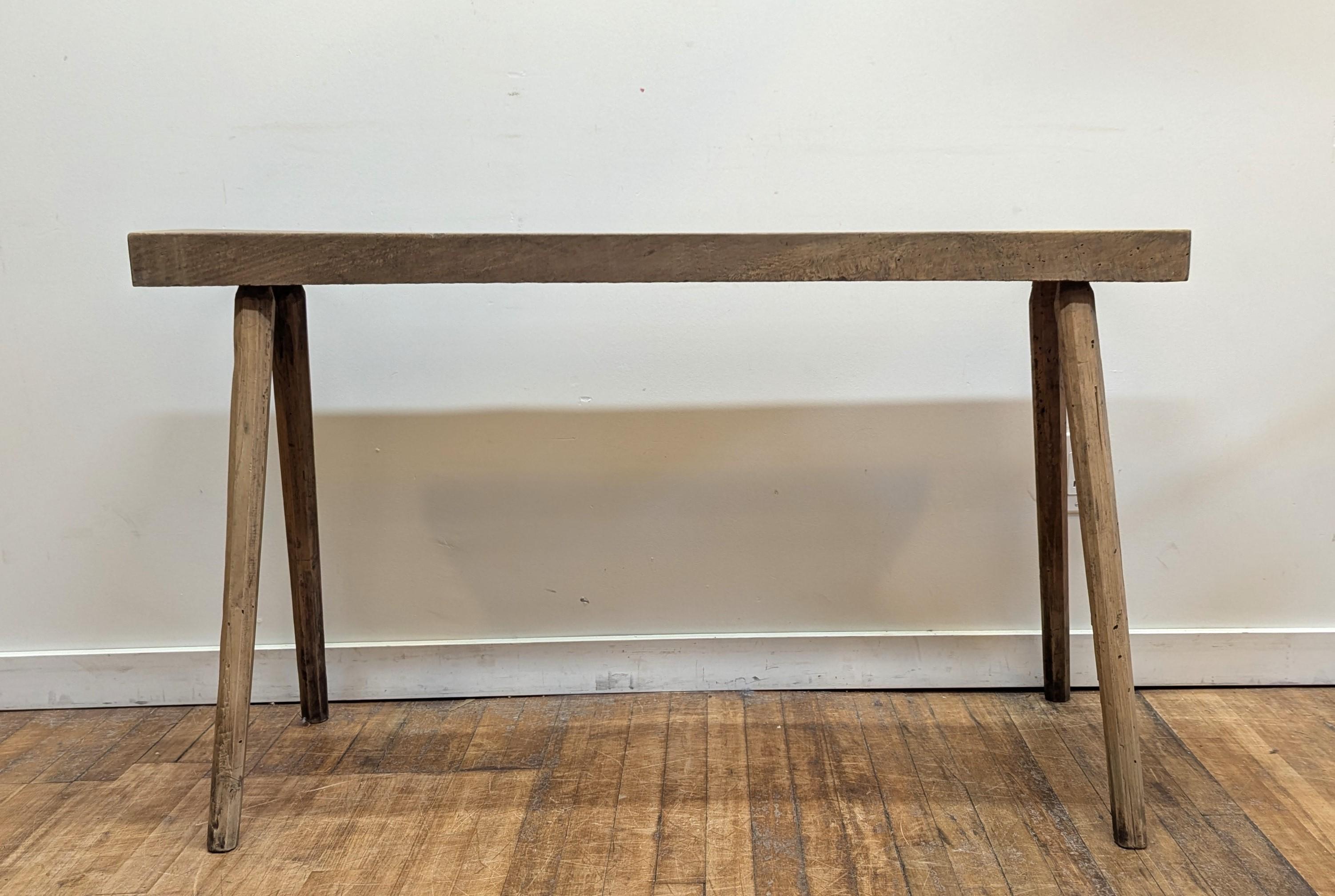 Chêne Table console primitive américaine rustique en vente
