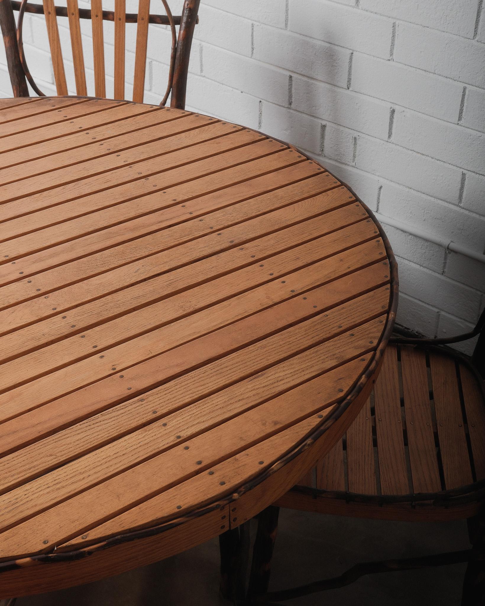 Rustic Amish Hickory Adirondack-Style Round Dining Table & Chair Set For Sale 3