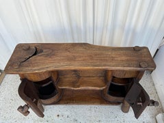 Rustic and Organic Carved Wood Console Table in the Style of Noll