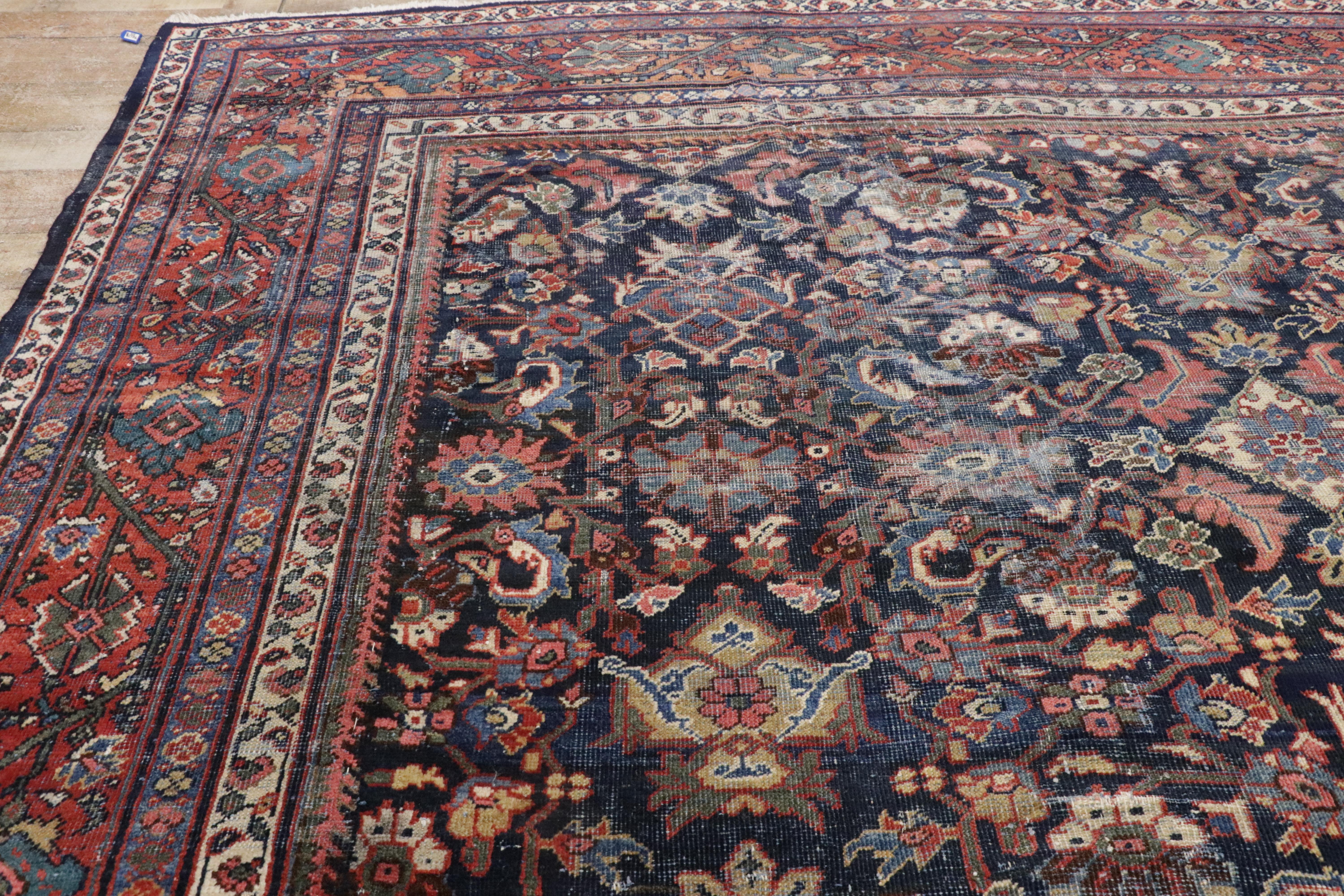 Antique Persian Mahal Rug with Modern Rustic Style For Sale 11