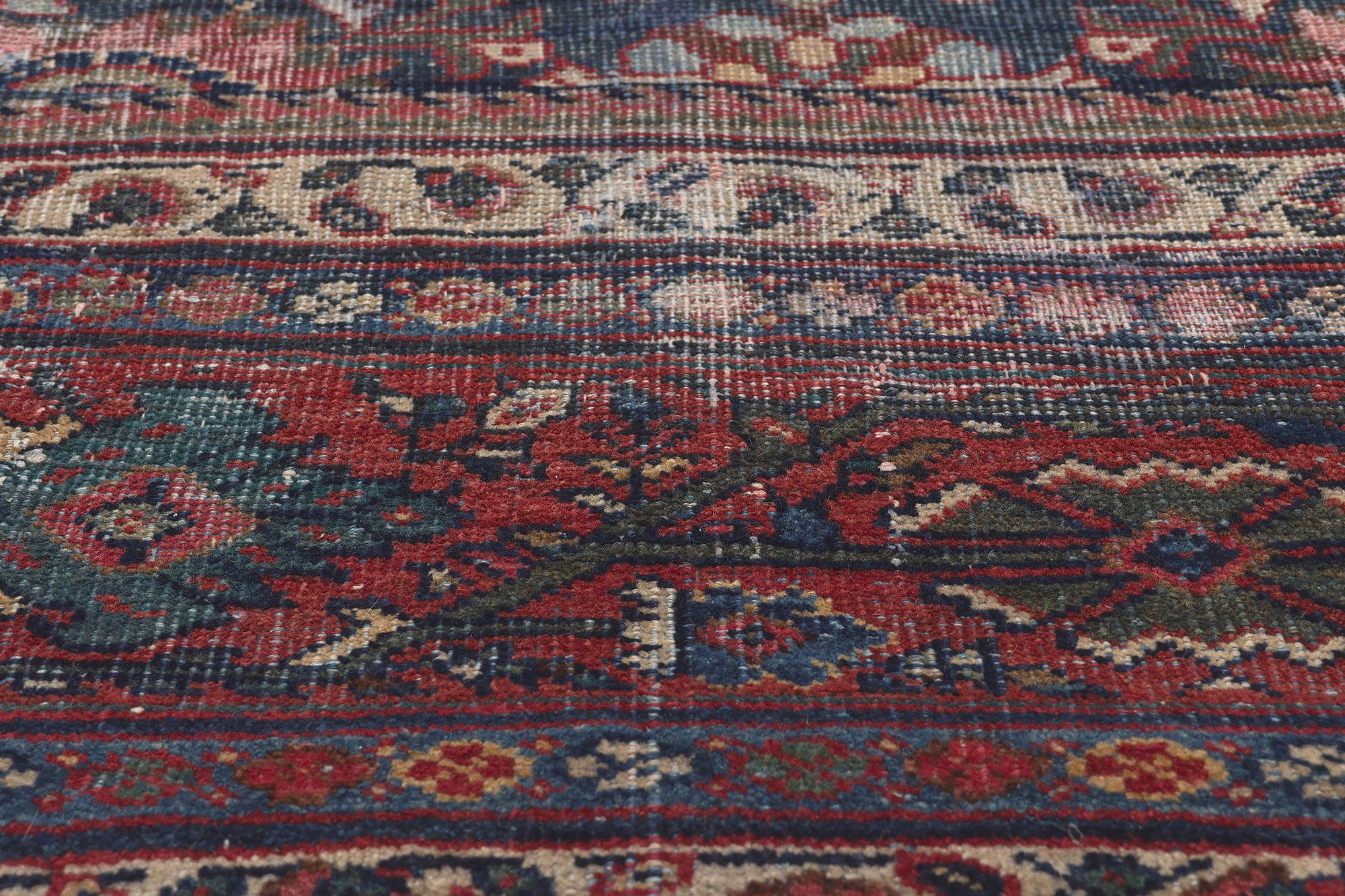 20th Century Rustic and Refined Antique Persian Mahal Rug For Sale