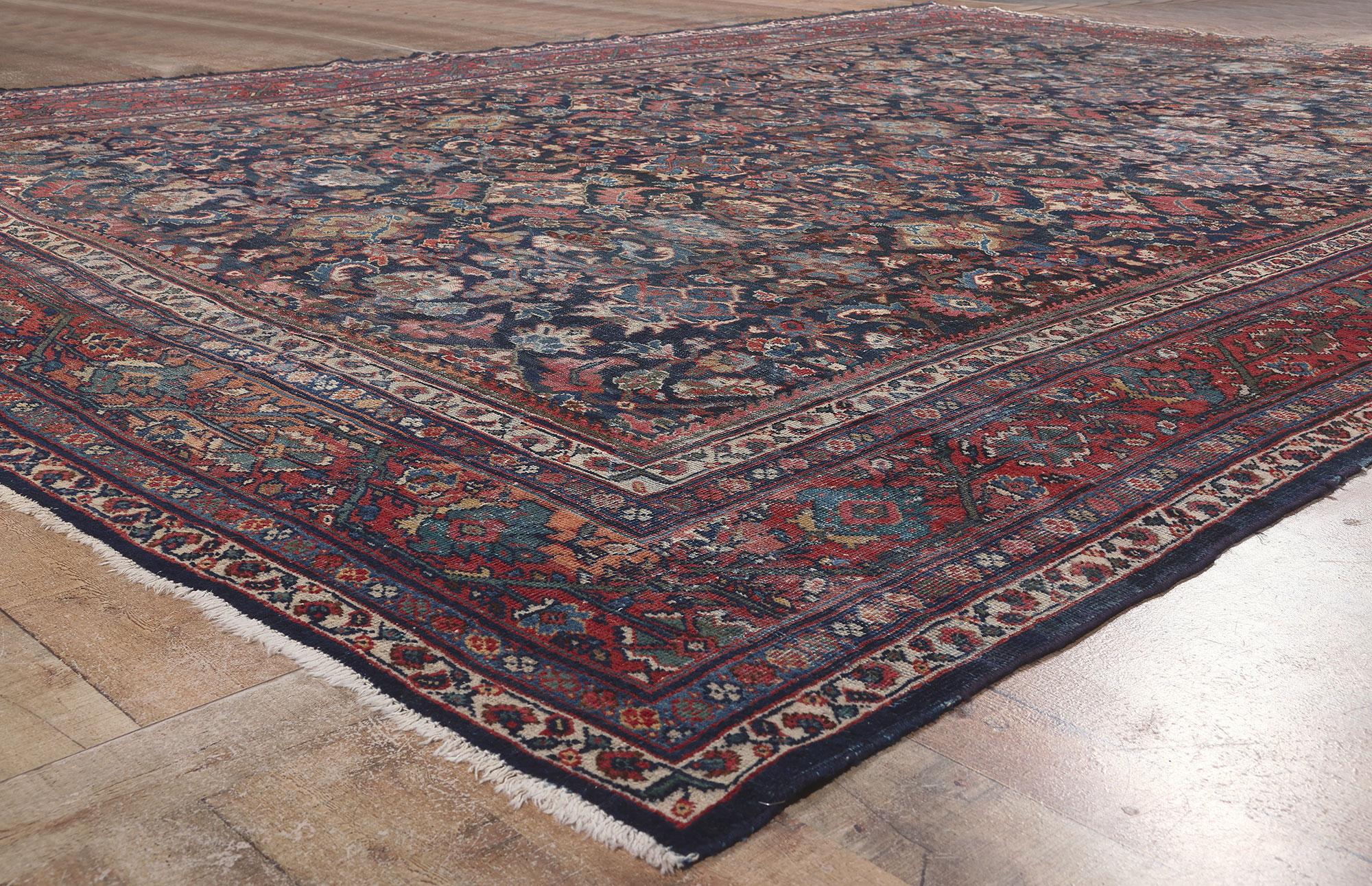 Rustic and Refined Antique Persian Mahal Rug For Sale 1