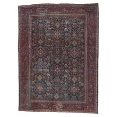 Rustic and Refined Antique Persian Mahal Rug