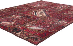 Rustic and Refined Vintage Persian Bakhtiari Patchwork Rug