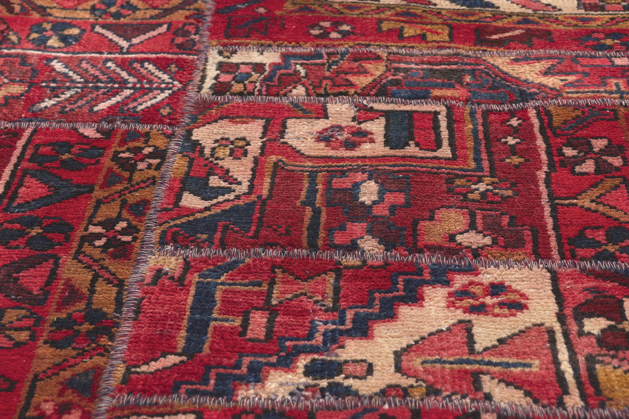 Rustikaler und raffinierter persischer Bakhtiari Patchwork-Teppich im Vintage-Stil im Zustand „Gut“ im Angebot in Dallas, TX