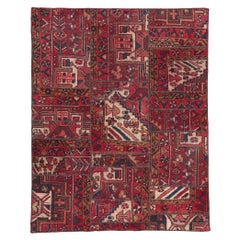 Rustic and Refined Vintage Persian Bakhtiari Patchwork Rug