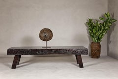 Rustic and Robust Coffee Table with Honeycomb Patterns and Dark Custom Finish