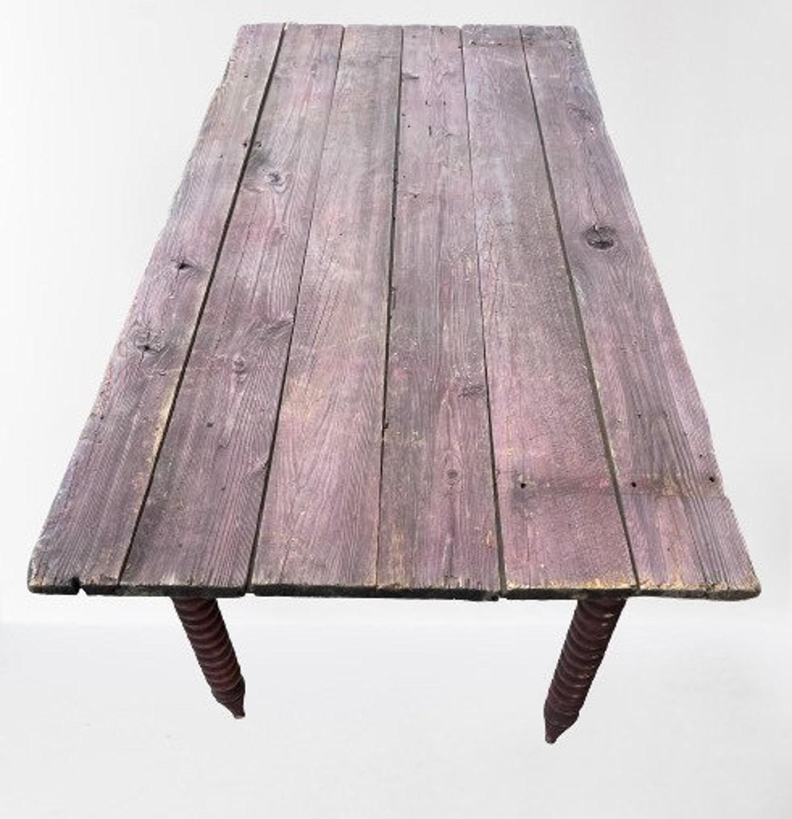 Rustic Antique American Farmhouse Weathered Work Table In Fair Condition For Sale In Forney, TX