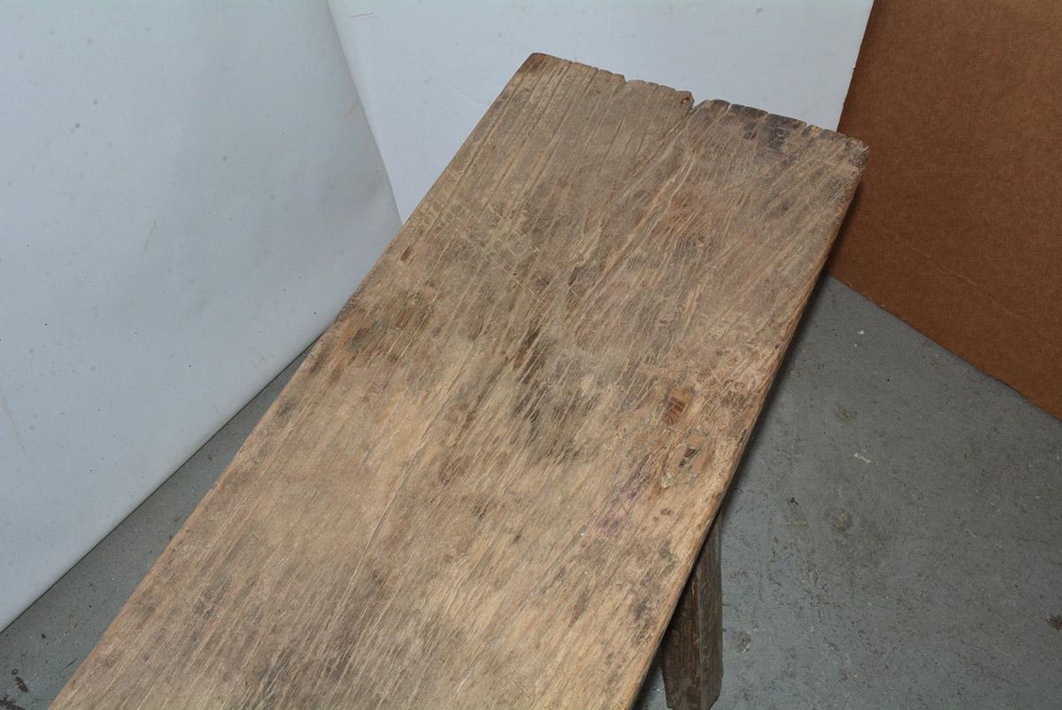 Country Rustic Antique Asian Teak Wood Long Bench