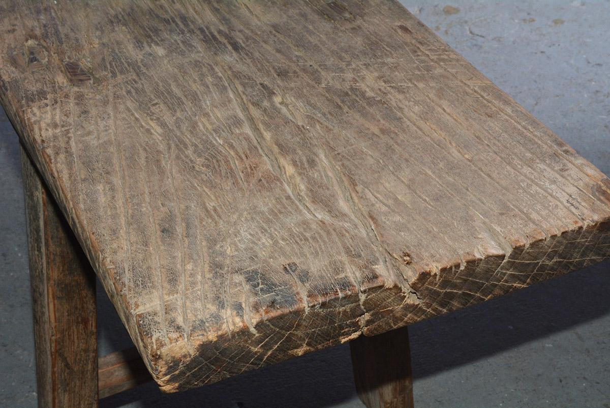 Hand-Crafted Rustic Antique Asian Teak Wood Long Bench