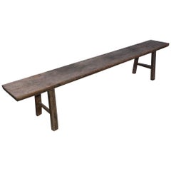 Rustic Antique Asian Teak Wood Long Bench