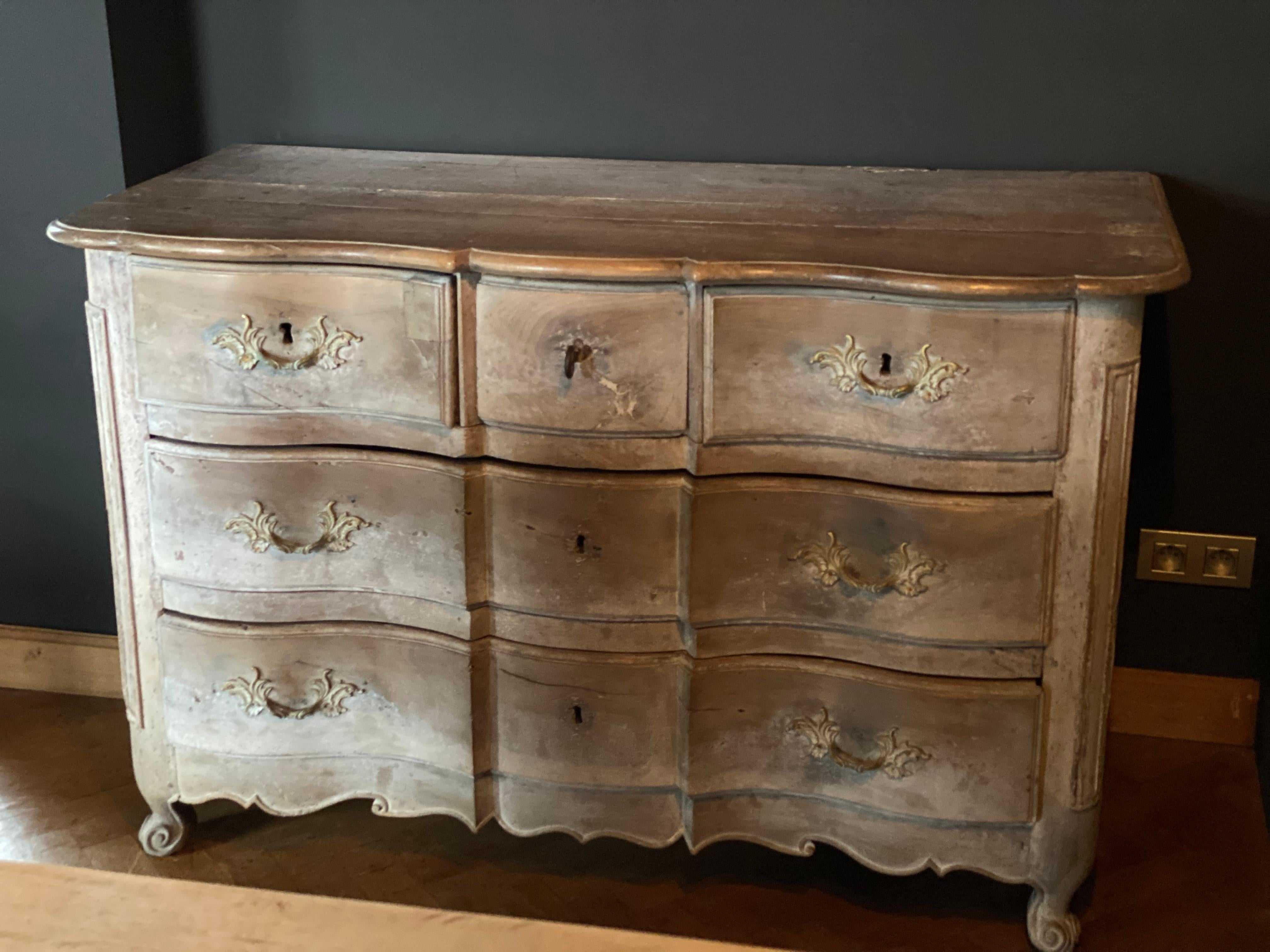 Bleached Rustic antique bleached French Commode For Sale