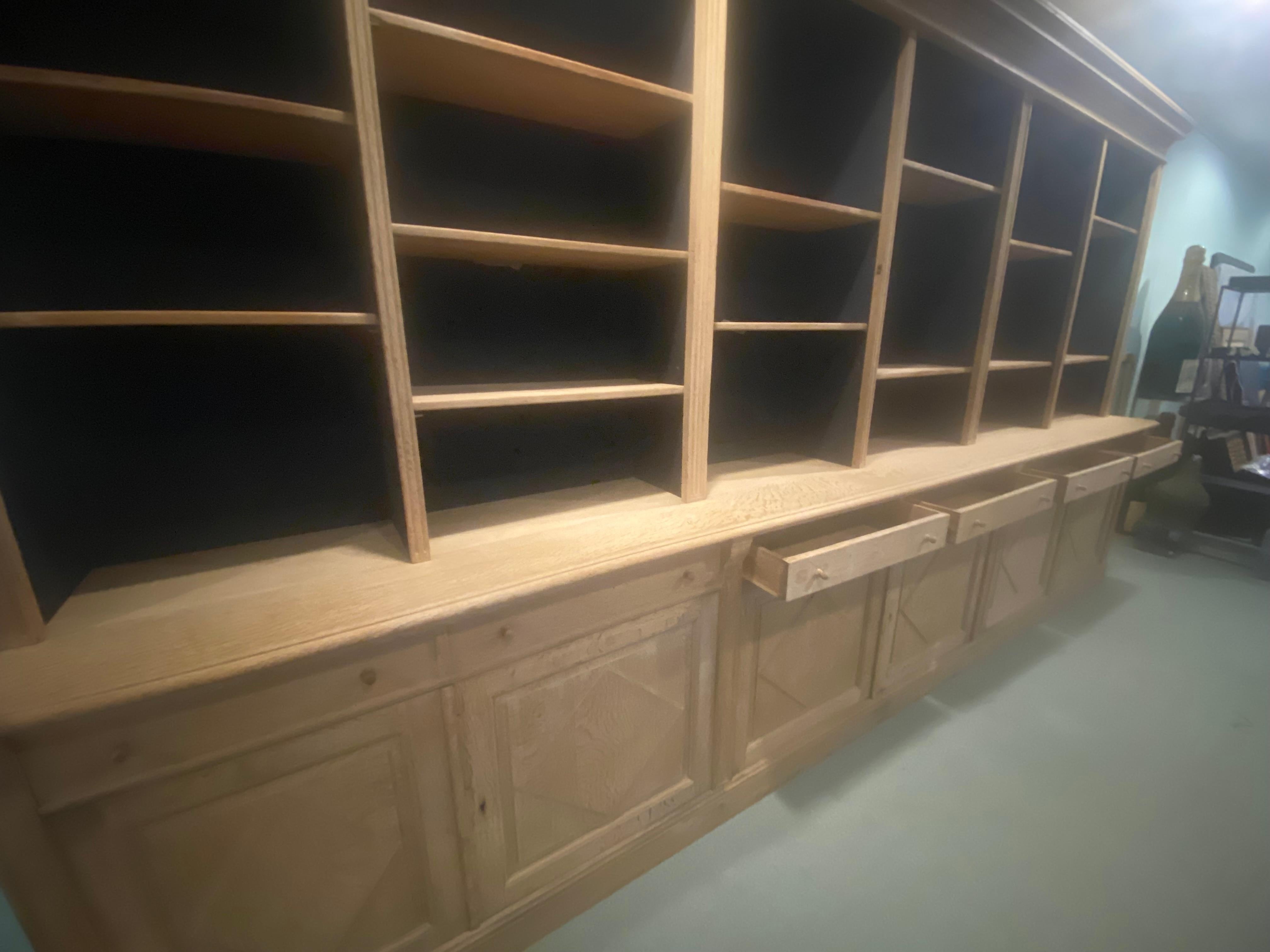 Rustic Antique Blond Oak Bookcase with Glazed Doors For Sale 6