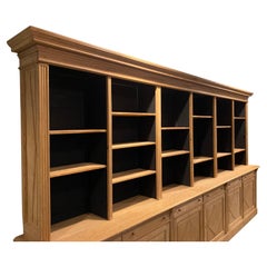 Rustic Used Blond Oak Bookcase with Glazed Doors