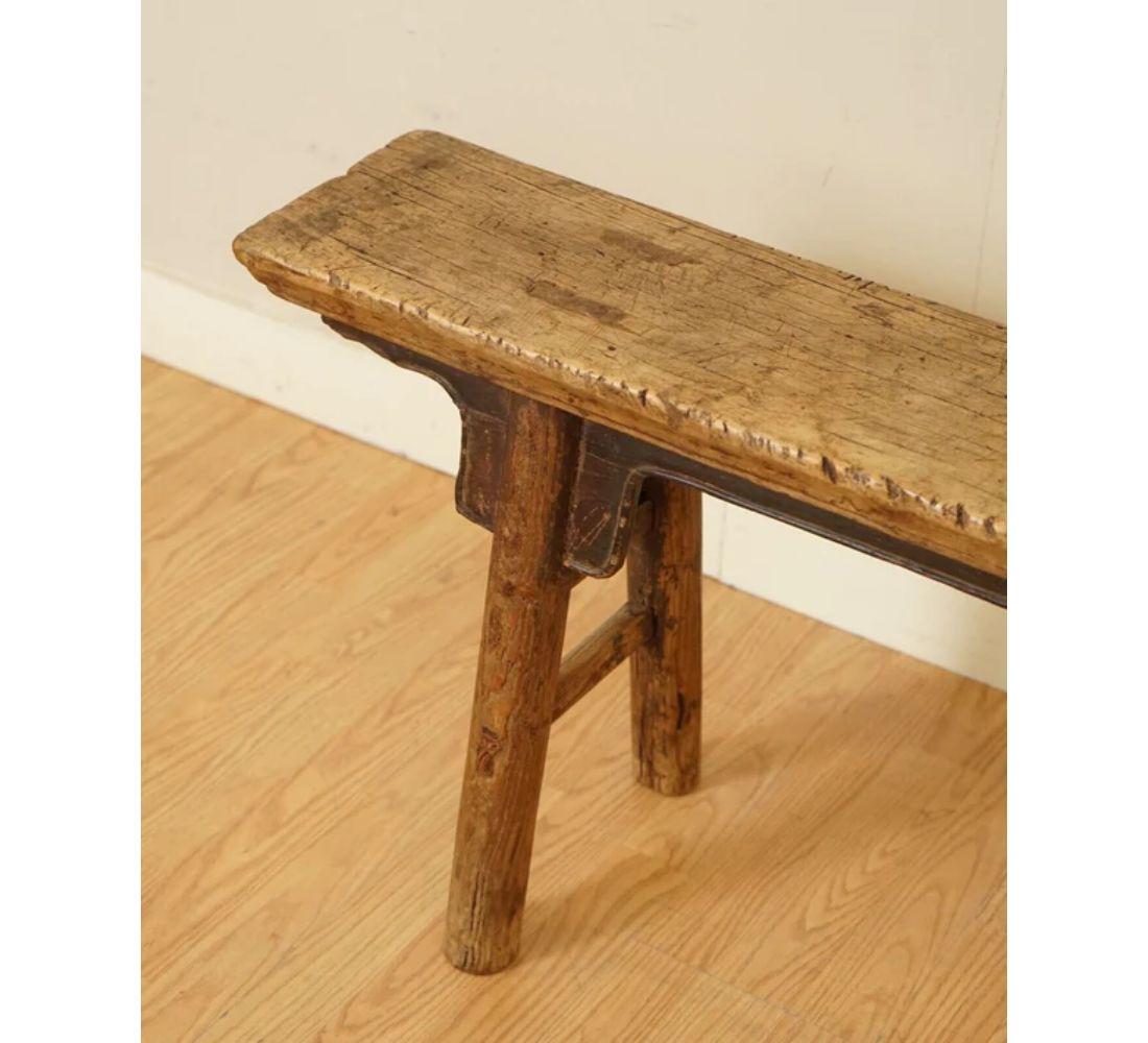 Hand-Crafted Rustic Antique Chinese Elm Bench Jiangsu Province, circa 1900