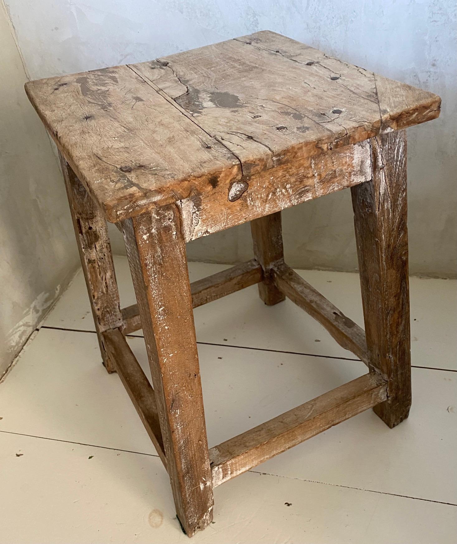 Chinese Export Rustic Antique Chinese Stool or Side Table For Sale