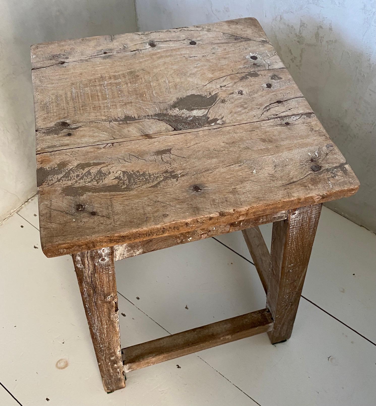 Hand-Crafted Rustic Antique Chinese Stool or Side Table For Sale