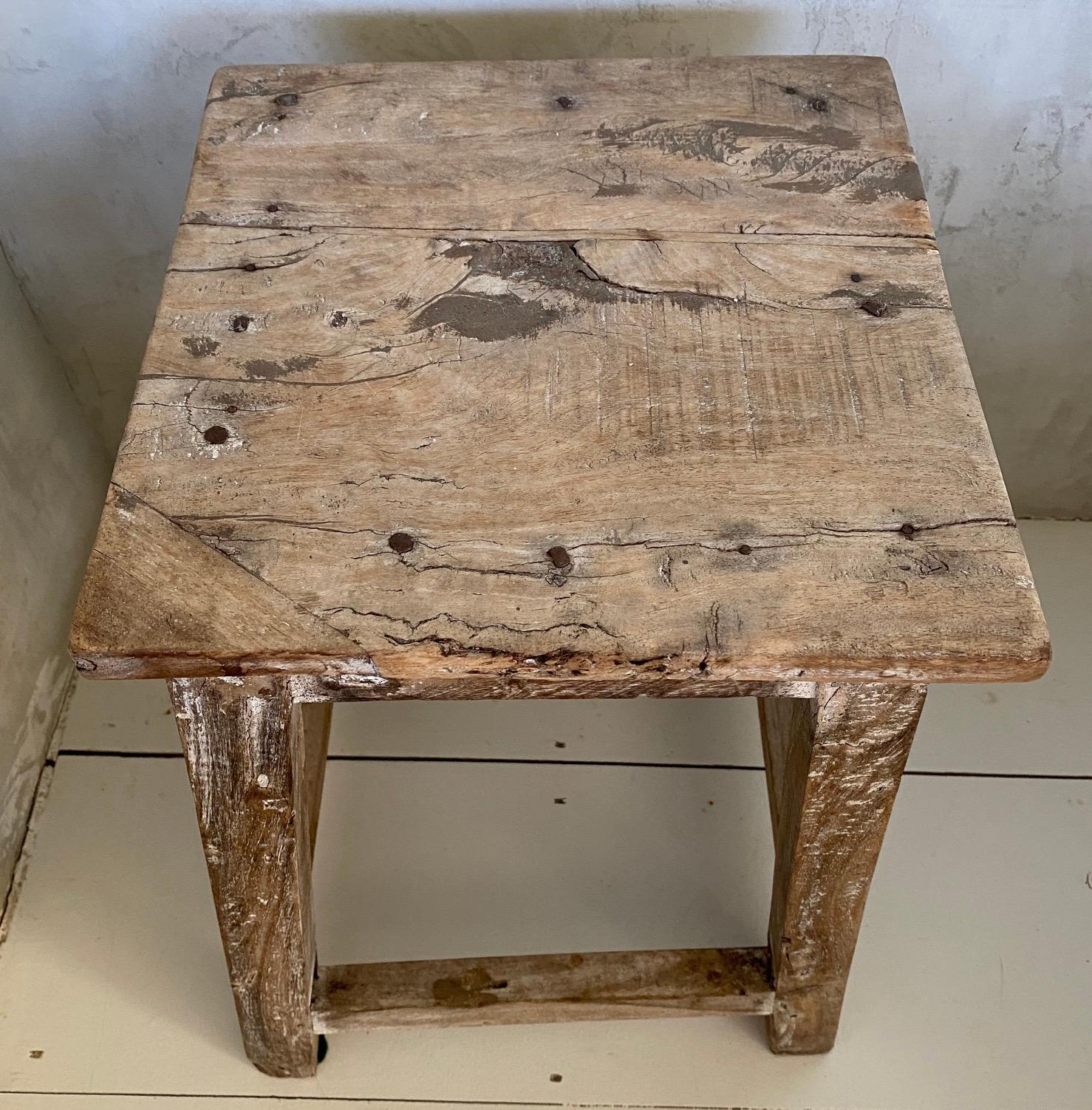 19th Century Rustic Antique Chinese Stool or Side Table For Sale
