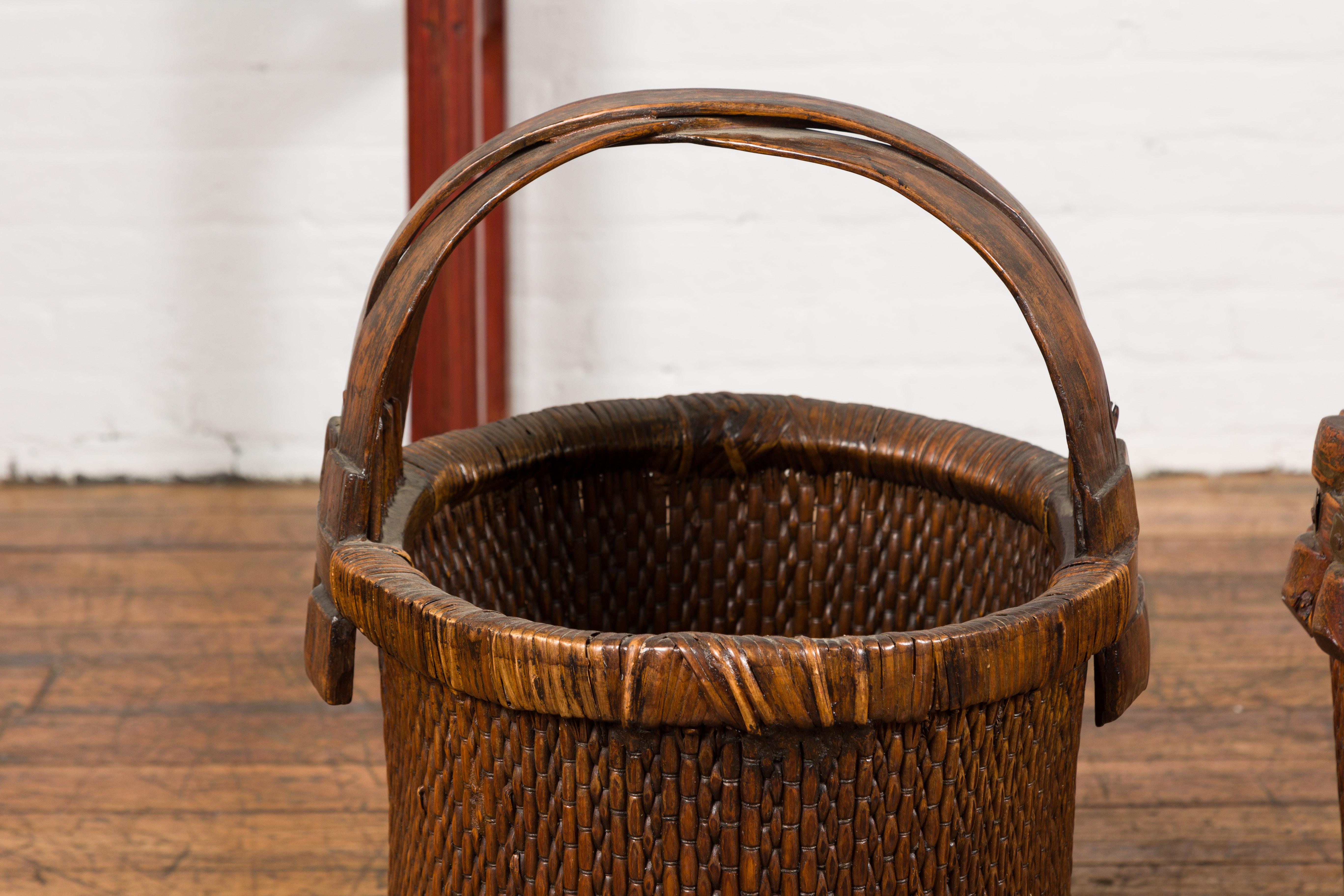 19th Century Chinese Antique Grain Baskets, Sold Each For Sale