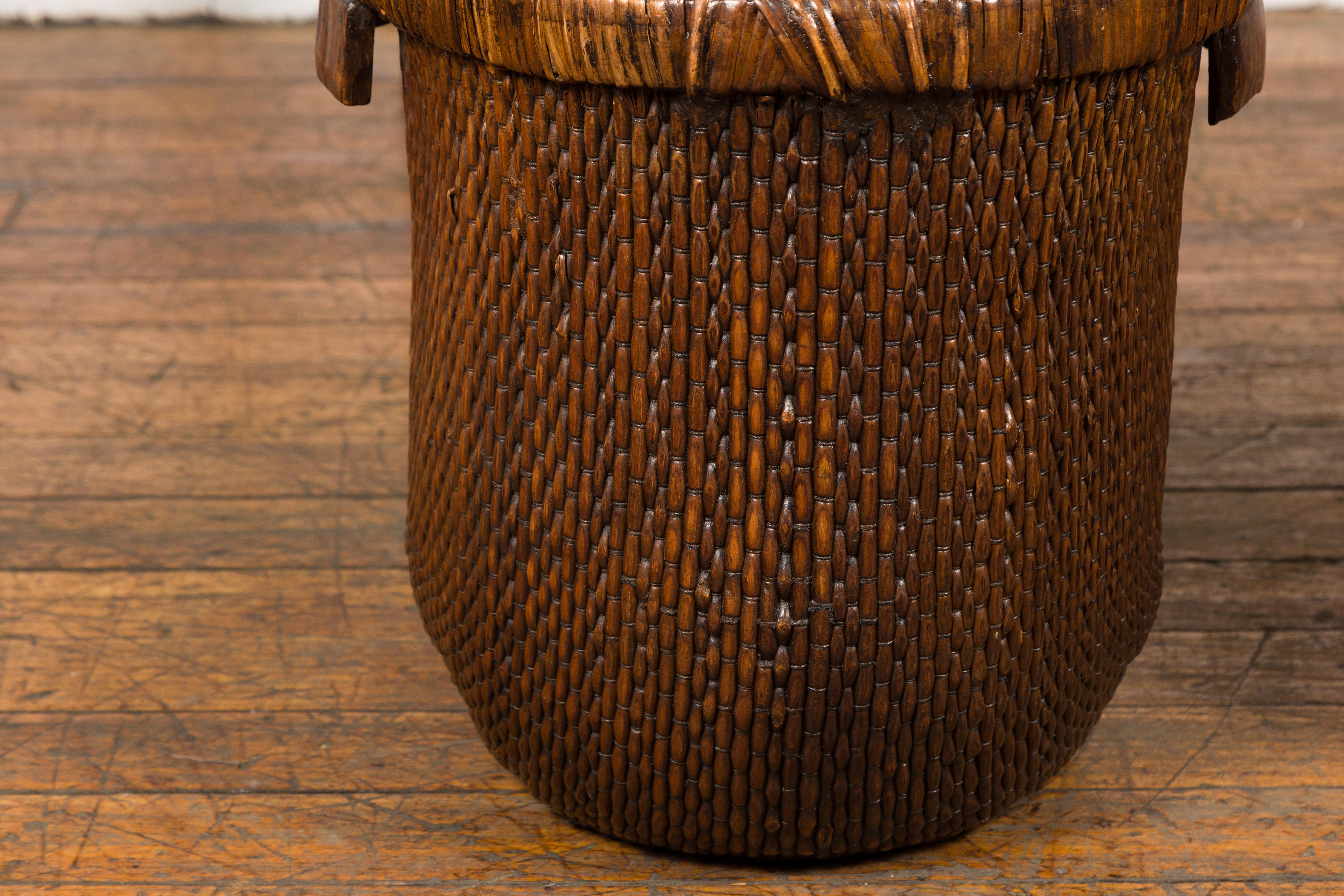 Rattan Chinese Antique Grain Baskets, Sold Each For Sale
