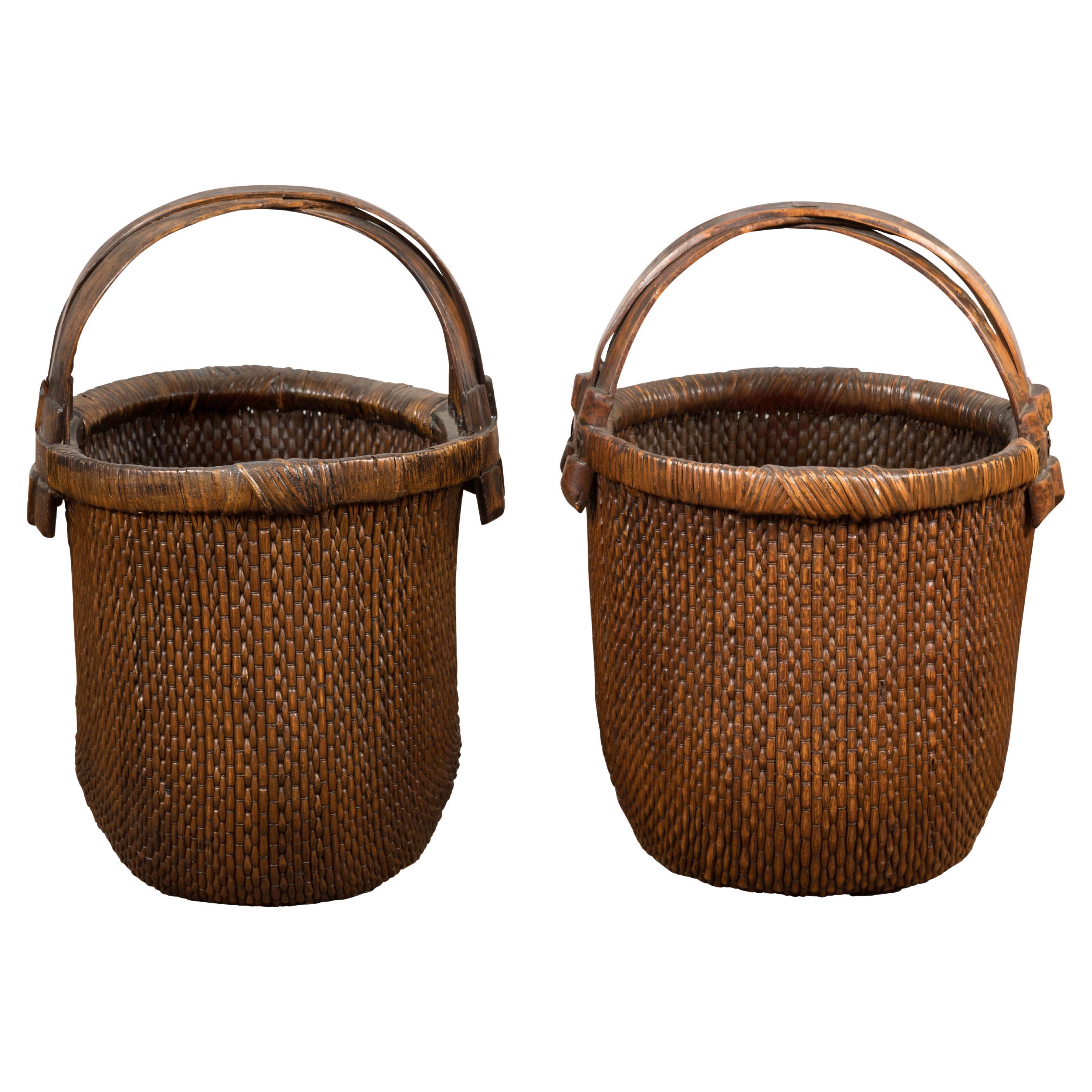 Chinese Antique Grain Baskets, Sold Each For Sale