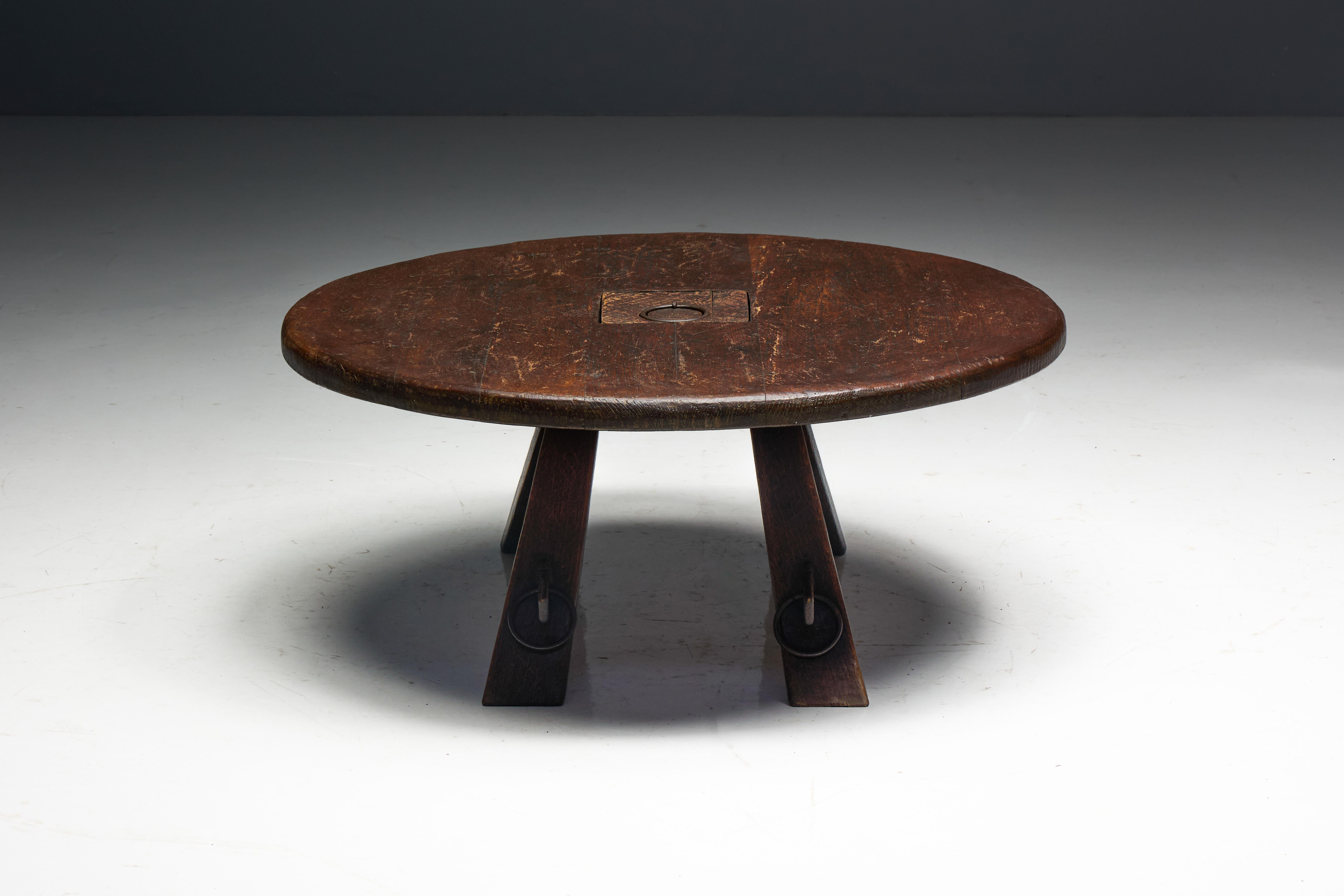 Mesa de centro rústica antigua, Francia, años 60 mediados del siglo XX en venta
