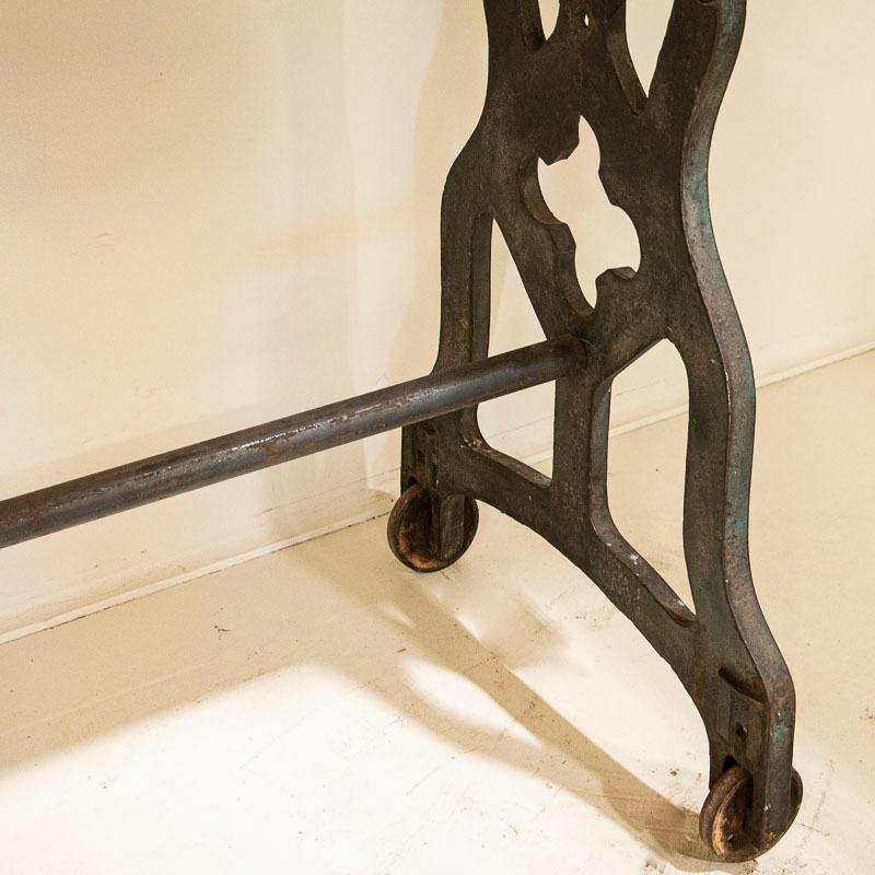 Rustic Antique Console Table with Cast Iron Industrial Legs 1