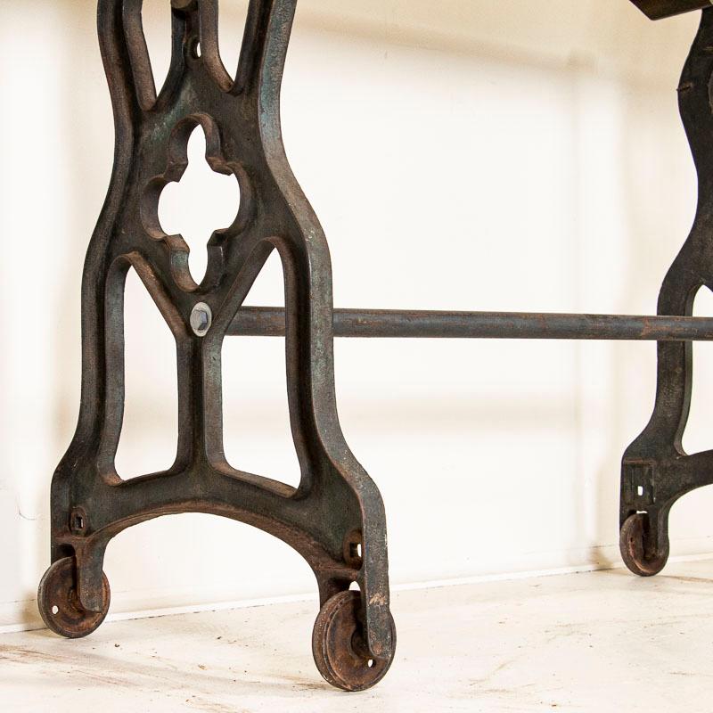 Rustic Antique Console Table with Cast Iron Industrial Legs 2