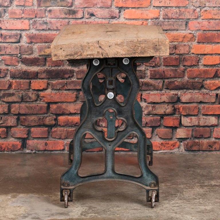 Rustic Antique Console Table with Cast Iron Legs For Sale at 1stDibs