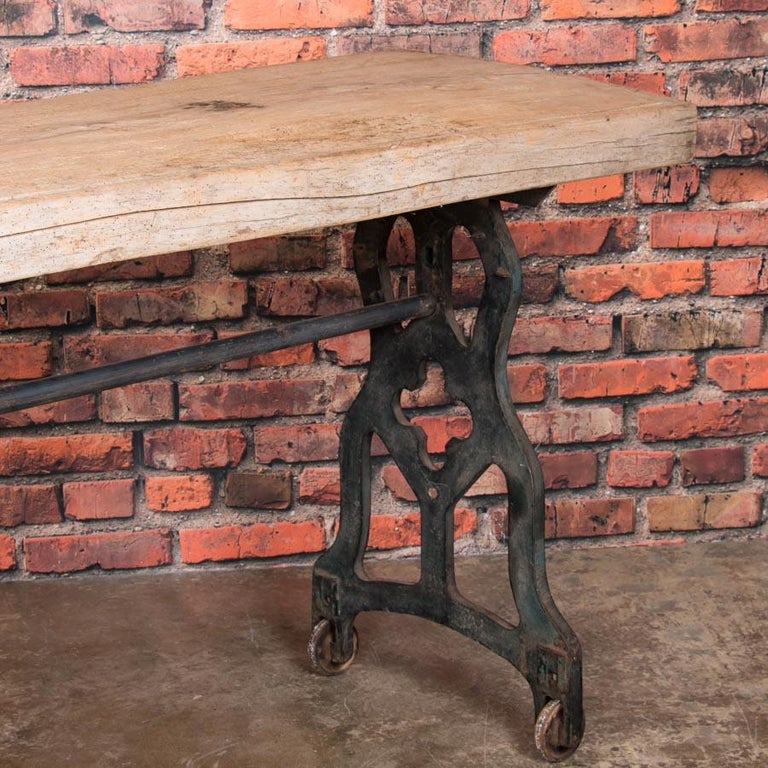 Rustic Antique Console Table with Cast Iron Legs For Sale at 1stDibs
