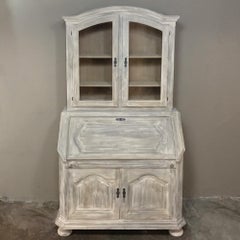 Rustic Antique Country French Hand-Crafted Stripped Oak Secretary~Bookcase