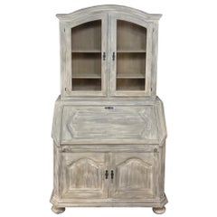 Rustic Antique Country French Hand-Crafted Stripped Oak Secretary~Bookcase