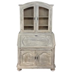 Rustic Antique Country French Hand-Crafted Stripped Oak Secretary~Bookcase