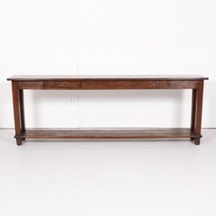 Rustic Antique Country French Oak and Pine Console Table with Drawers