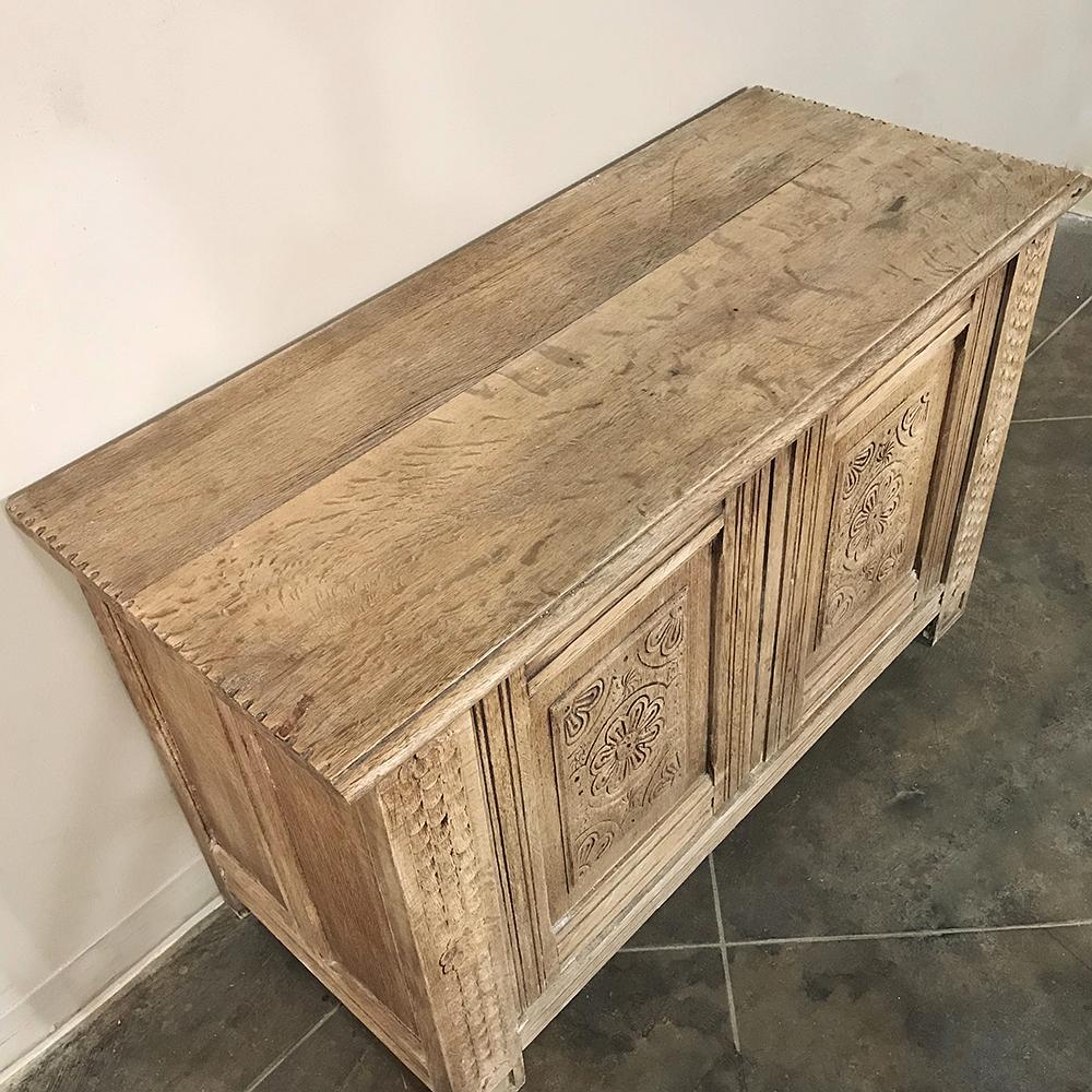 Rustic Antique Country French Stripped Oak Low Buffet, Trunk 6