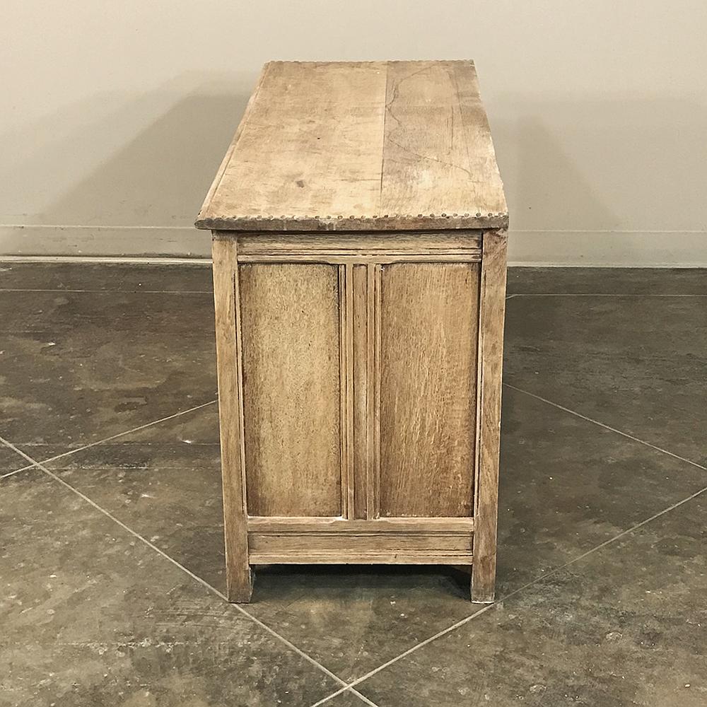 Hand-Crafted Rustic Antique Country French Stripped Oak Low Buffet, Trunk
