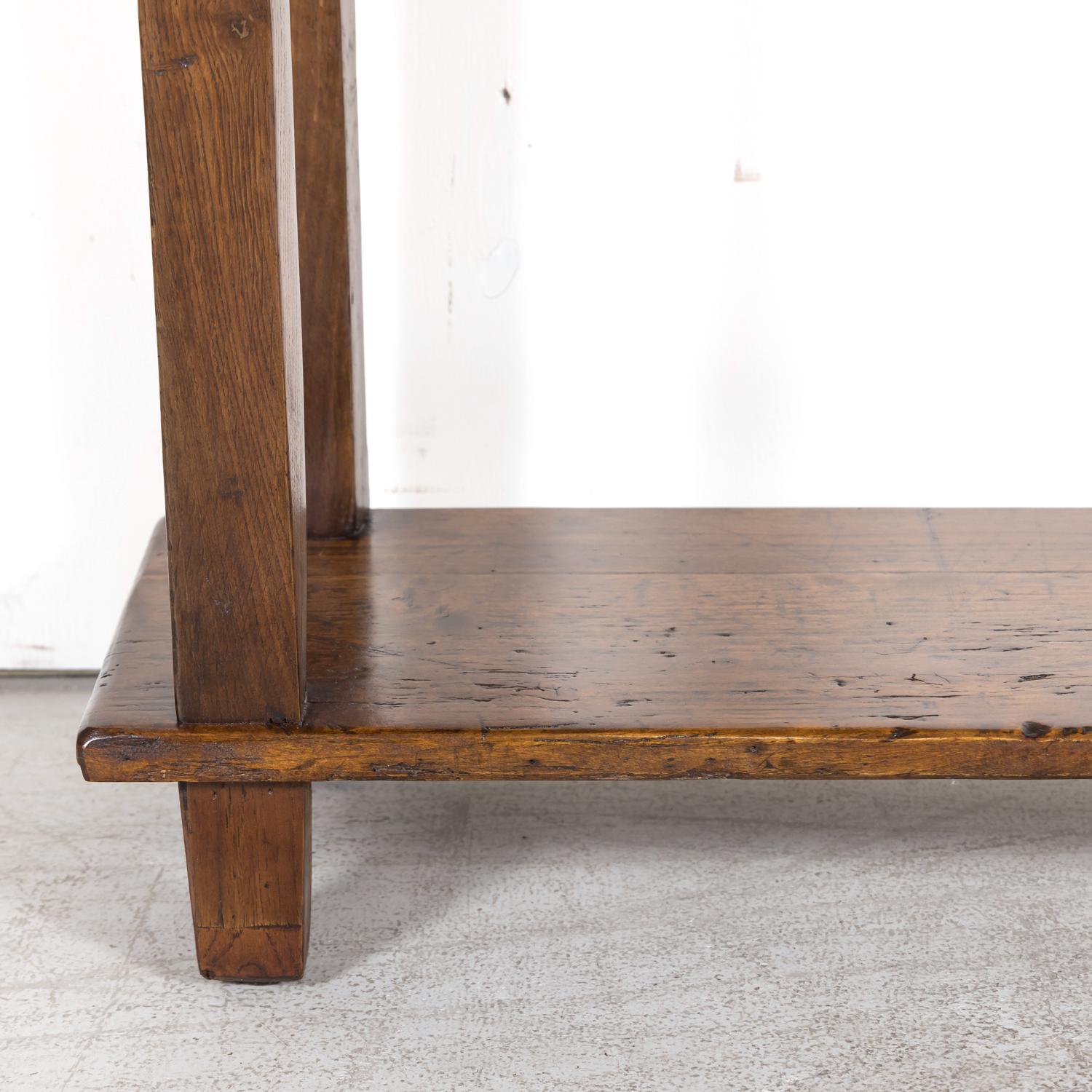 Rustic Antique Country French Walnut and Oak Console or Sofa Table with Drawers 5